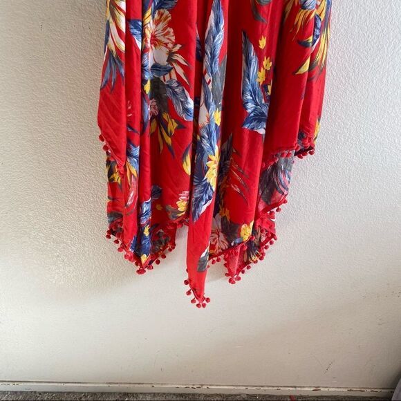 Hawaiian Red Flowy Low Back Beach Dress - Picture 7 of 11